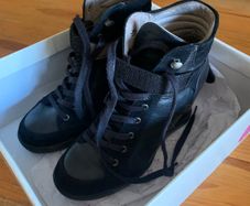 Black Wedge Amy Huberman Leather Boots