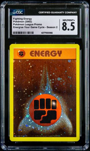 Fighting Energy CGC 8.5 NM-Mint+ Graded Energize Your Game Cycle Holo Rare Graded Pokemon Card League Promo Season 2 2002 Vintage