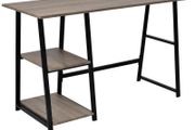 Desk with 2 Shelves Grey and Oak