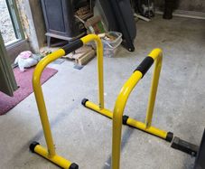 Gym equipment, Parallel bars, chin up bar, pulley system, adjustable dumbells