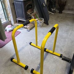 Gym equipment, Parallel bars, chin up bar, pulley system, adjustable dumbells