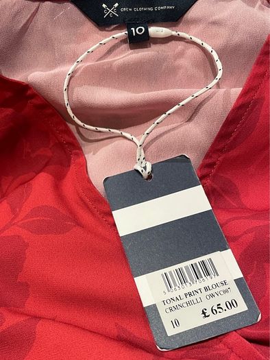 CREW CLOTHING Womens Devore Tonal Print Blouse Carmine/Chilli Pepper Size 10!