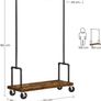 Coat Rack on Wheels with Clothes Rail Extendible Hallway Coat Rack with Shelf and Wheels Industrial Design Vintage Brown/Black Image 4