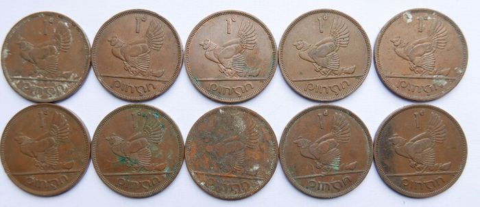 Vintage- Ireland, 1 Pingin Bronze Coins
