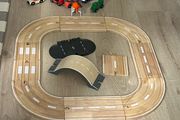 Wooden road/train track and wooden trains