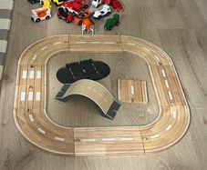 Wooden road/train track and wooden trains