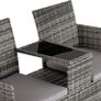 _Polyrattan Garden Bench with Table, 2-Seater, for Garden, Balcony and Patio, Plastic Feet, Garden Bench with Seat Cushion, Grey Image 7
