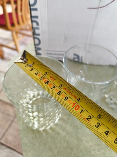 Multi-Purpose Crystal Beverage Tumbler Drinking Glass Set of 4 each 2 matching not stamped..