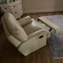 Cream Italian Leather Manual Reclining Armchair Image 3