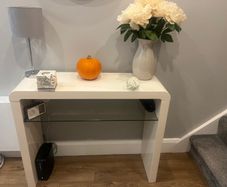 White Console table with glass shelf