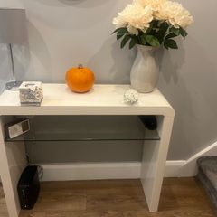 White Console table with glass shelf