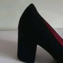 Le Babe 6009 Black Velour Court Shoes EU36 UK3 Pearl Flower Block Heels BNIB  CAN POST Image 4