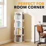 4-Tier Rotating Bookshelf Tower, Spinning Lazy Susan, 360 Revolving Bookshelf Storage, Round Carousel, Vertical Turntable Spiral Corner Organizer, White Image 7