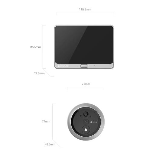 EZVIZ Peephole Camera, Door View Cam with 4.3 Monitor, 35-105mm Door Thickness, Wireless Doorbell Security Camera Wi-Fi, 1080P HD Video