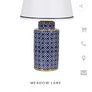 Large Ceramic Forino Blue Glazed Patterned Table Lamp with Shade Image 8