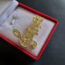 Gold Tone Music Musical Note Brooch Crystal Diamante Treble Clef Scarf Pin Badge Image 2