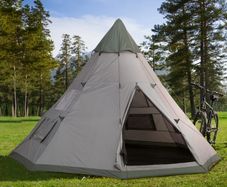 6-Person Outdoor Metal Frame Camping Tent w/ Carrier Bag Grey