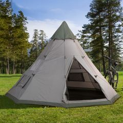 6-Person Outdoor Metal Frame Camping Tent w/ Carrier Bag Grey