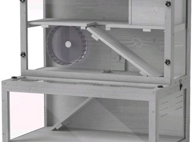 wooden hamster cage with hut,wheel,ramp,