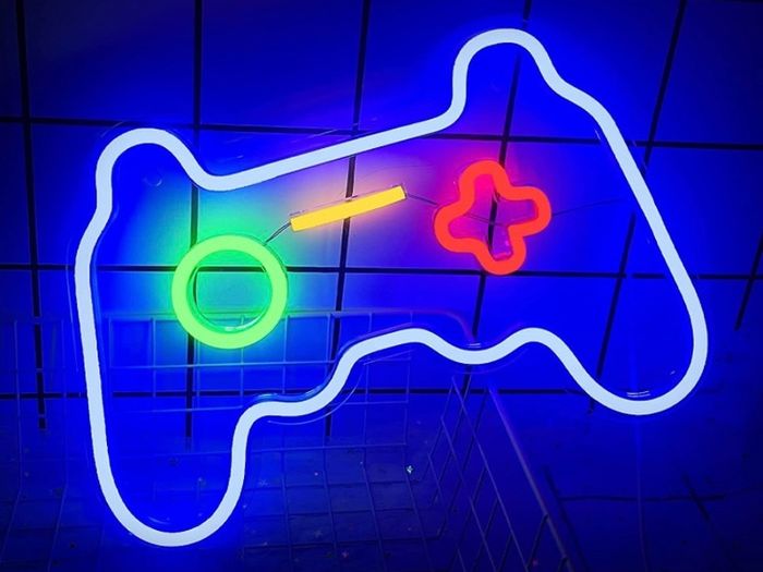 Game Neon Sign(16"x10.8"),Cisteen Gamepad Neon Light Sign with Acrylic Board, USB Powered Led Wall Light Decorations,Gaming Neon Lights for Bedroom,Game Room,Man Cave,Bar,Party (FREE POSTAGE)