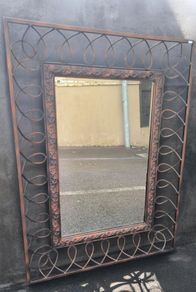 Stunning Large Vintage Style Wrought Iron Wall or Garden Mirror Heavy Duty