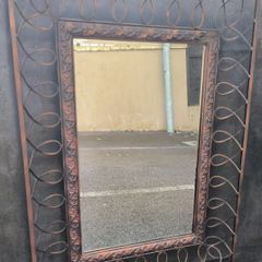 Stunning Large Vintage Style Wrought Iron Wall or Garden Mirror Heavy Duty