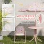 4-Piece Kids Garden Table and Chair Set with Adjustable Parasol, Folding Chairs, Table, Rainbow Pattern, Pink Image 4
