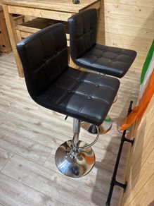 Black leather bar stools