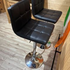 Black leather bar stools