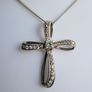 Vintage Sterling Silver  Rhinestone Curved Cross Necklace length 18" - 4,5g Image 4