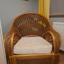 Vintage Wicker Armchair with Cream Cushion Image 2
