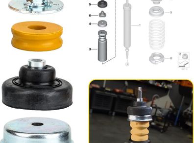 Rear Shock Absorber Strut Mount Compatible with BMW 1 Series 3 Series X1 E81 E82 E84 E87 E88 E90 E91 E92 E93 with Dust Cover And Shock Cap
