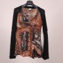 Legatte Jeans Vintage Y2K Grunge Brown Black Abstract Sheer Mesh Flared Sleeve Button Up Shirt Top 14UK/42EU Image 4