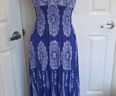 Blue White Boho Paisley Midi Maxi Dress Summer Holiday Festival Wear