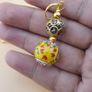Afghani Handcrafted Yellow Colorful Enamel & Sparkling Brass Beaded Drop Earrings Vintage Ethnic Image 6