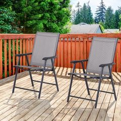 Set of Two Folding Garden Chairs Grey