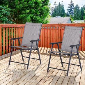 Set of Two Folding Garden Chairs Grey