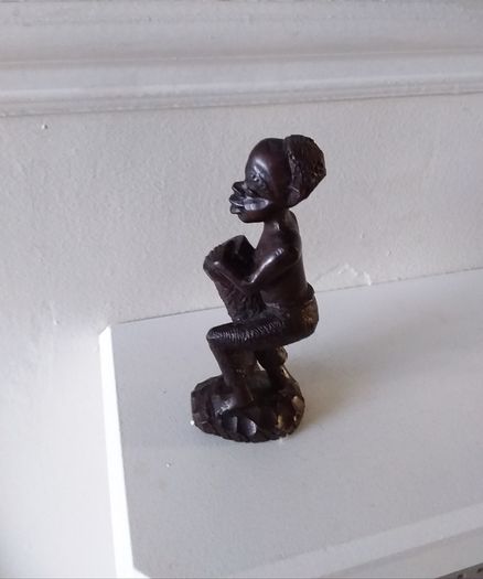 African Hand Carved Wooden Sculpture/Figure - Tribal Drummer