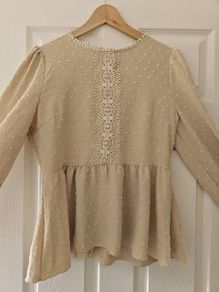 Beige blouse casual long sleeve, blouse,  summer , light material