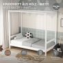 Childrens Football Goal Bed 80 by160 cm White Pine, Wooden Frame with Net and Slatted Base, Solid Toddler Soccer Furniture, Sports Theme Single Structure for Boys Girls Bedroom Decoration Image 3