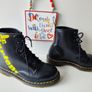 Dr Doc Martens logo brand print 1460 8 hole black yellow boots UK 6 EU 39 US 8 Image 4