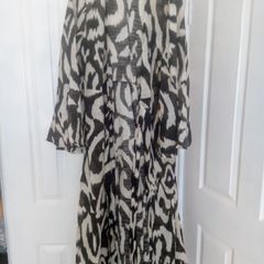 H&M print long wrap dress/ kimono XS