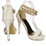 heels with chain black white or beige size 5 6 7 8 Image 3