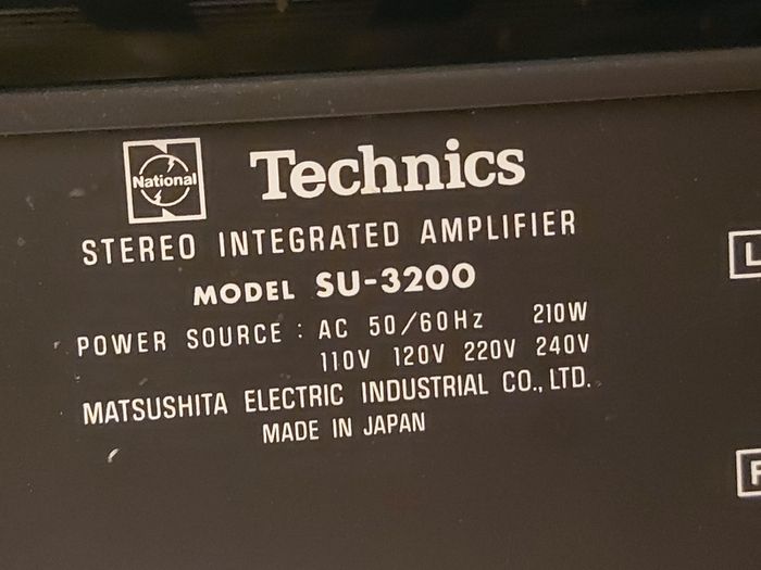 Technics FM-AM Stereo Tuner Model ST-3200, Technics Model No. RS-M205, Technics Stereo integrated Amplifier Model SU-3200, 3 parts of a Technics Music System, No phonograph or Speakers