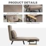 Sleeper Chair, Guest Bed, Adjustable Backrest, up to 120 kg, Steel Frame, 63x73x81cm, Light Brown Image 6