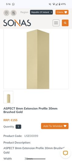 Shower Extension Profile Sonas Bathrooms
