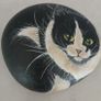 Handpainted cat on stone 1993 Image 4