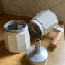 White Moka Pot Coffee Maker with Wooden Handle Image 6