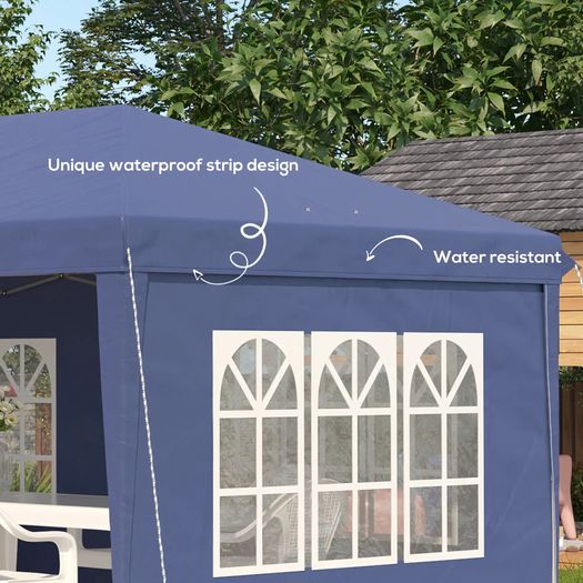 3 x 6m Pop Up Gazebo, Height Adjustable Marquee Party Tent with Sidewalls and Storage Bag