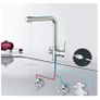 GRIFEMA G4003 3 in1 Kitchen Mixer Tap with Drinking Filtered Water Outlet, Dual Lever Water Sink Tap, 3/8 Inch Hose, Chrome Image 3